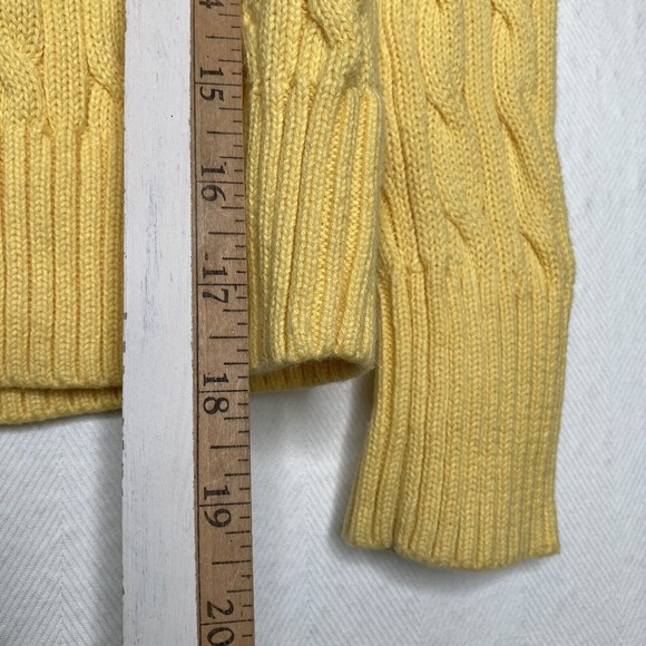 Ralph Lauren Size 7 Yellow Girls Cable Knit Sweater EUC Quarter Button Ruffle S - Picture 6 of 9